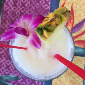 fruity drink with flower and pineapple