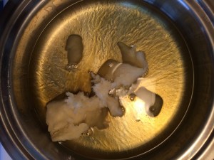 melting shea butter and coconut oil