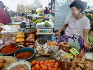 market woman with vegetables