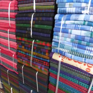 Stacks of colourful fabric