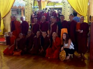 monks with tourist