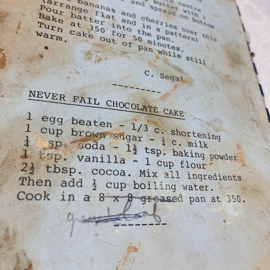 close-up of recipe: Never Fail Chocolate Cake